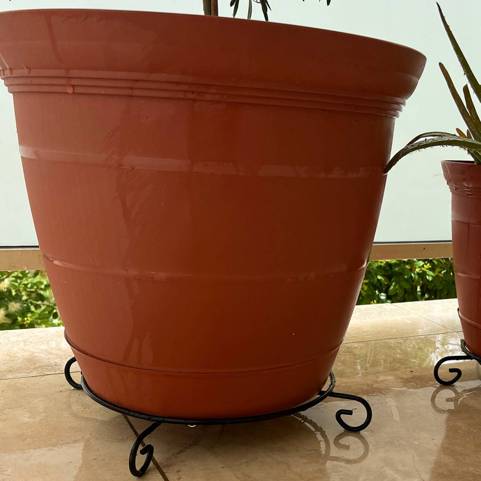 Jack 30cm Black Metal Plant Stand, Slimline Scroll Design, Indoor & Outdoor