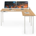 Zinus Dominic L-Shaped Corner Office Desk - Metal Frame with MDF Top, Cream Finish, Flat-Pack - AU-LD-C59C