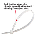 Crescent Cable Ties - 370mm x 4.8mm Nylon - Extra Strength - 100 Pk - SuperSaverAU - view 3