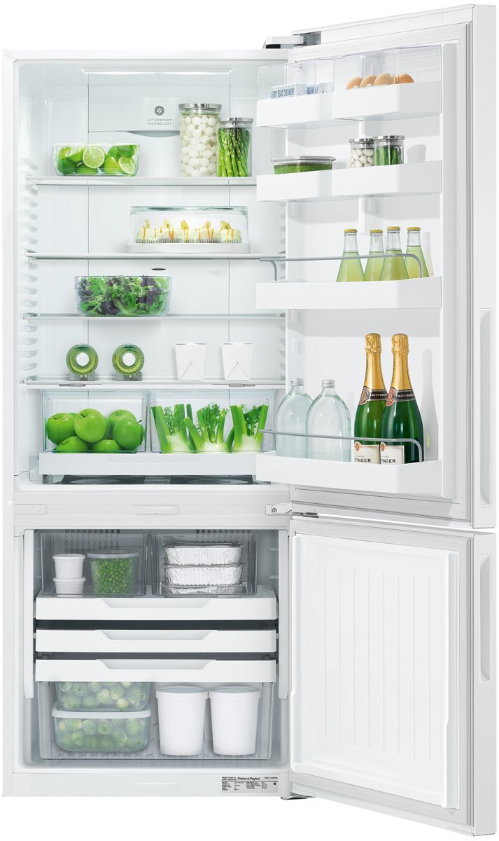 Fisher & Paykel Series 5 413L Bottom Mount Fridge - White Finish, Right Hinge, ActiveSmart - RF442BRPW6