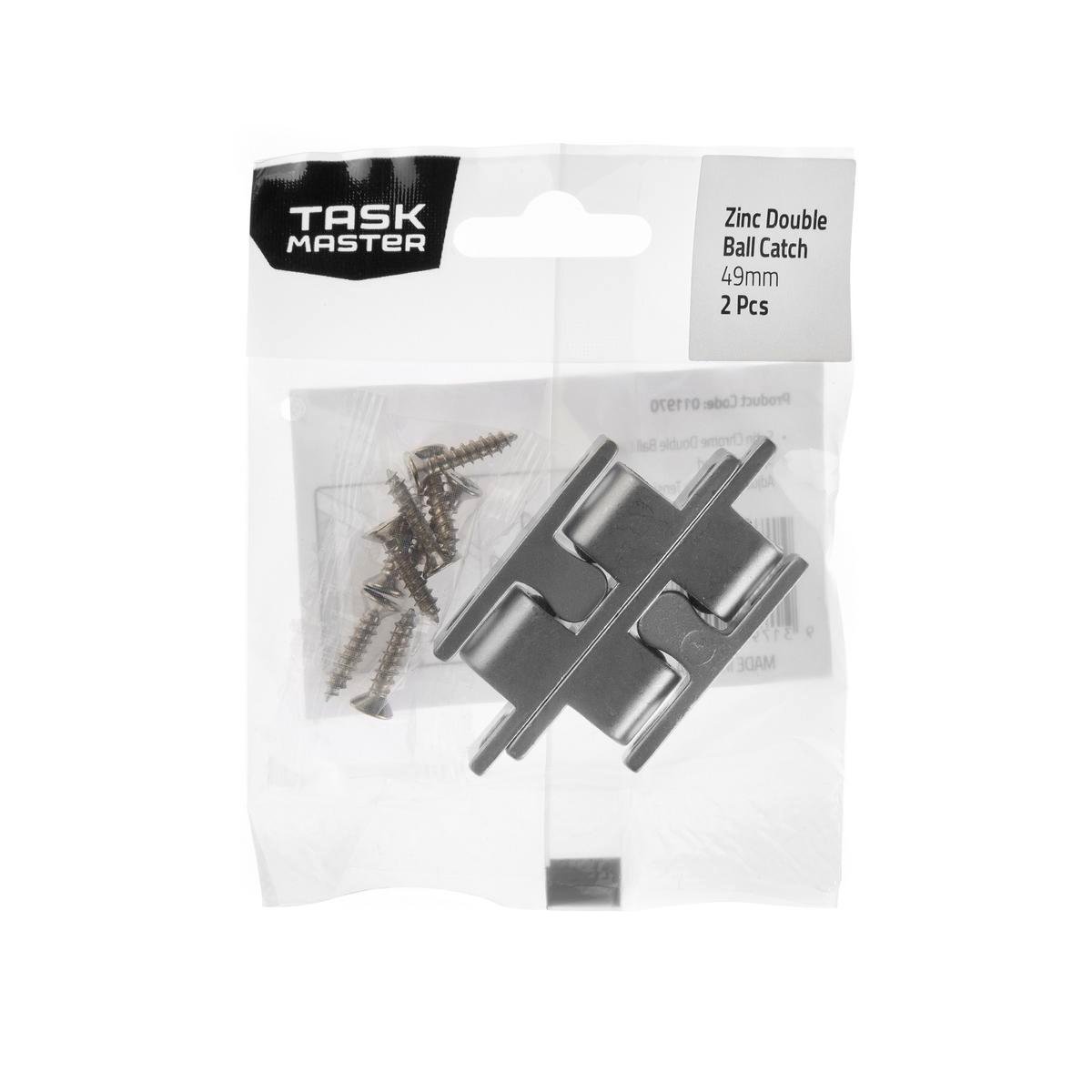 Taskmaster Double Ball Catch - 49mm - Zinc - 2 Pack - Durable Construction - SuperSaverAU - view 1