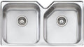 Oliveri Nu-Petite double bowl undermount sink - 30L and 28L bowls, 304 grade stainless steel - NP63U
