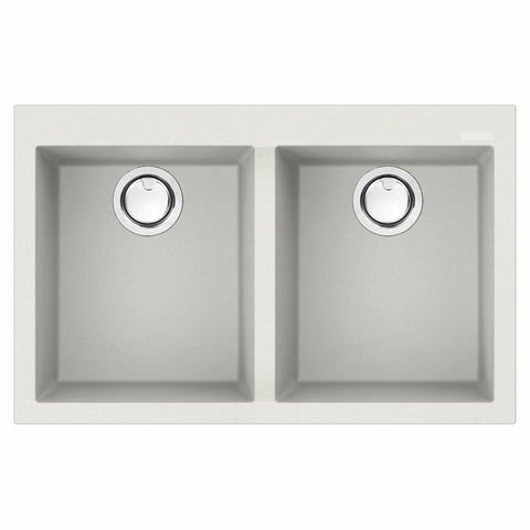 Artusi Granitek double bowl sink - White granite composite, top, flush or undermount - AGS792W
