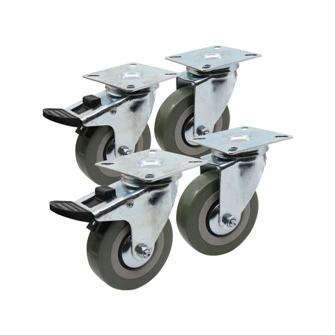 Move It 75mm PVC Swivel Castor with Brake, Steel, 160kg - 4 Pack
