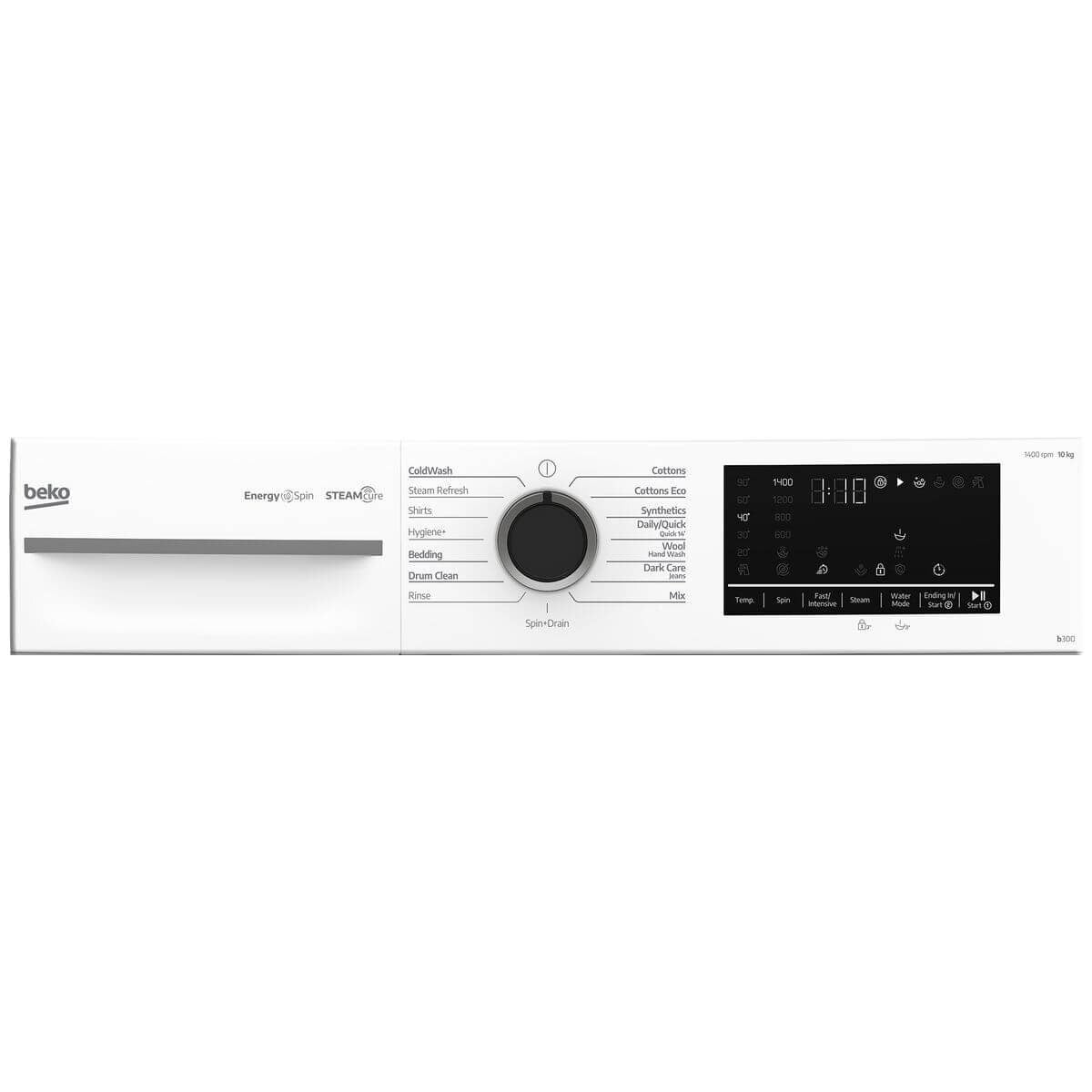 Beko 10kg Front Load Washing Machine - White, SteamCure, EnergySpin, ColdWash, Hygiene+ Cycle - BFLB1010W