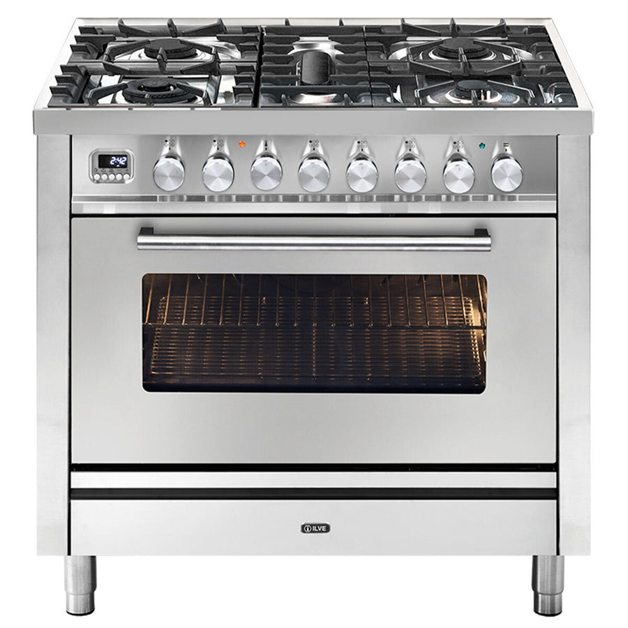 ILVE Professional Plus 90cm Five Burner Dual Fuel Oven 97L - Stainless Steel - P09PDWE3SS