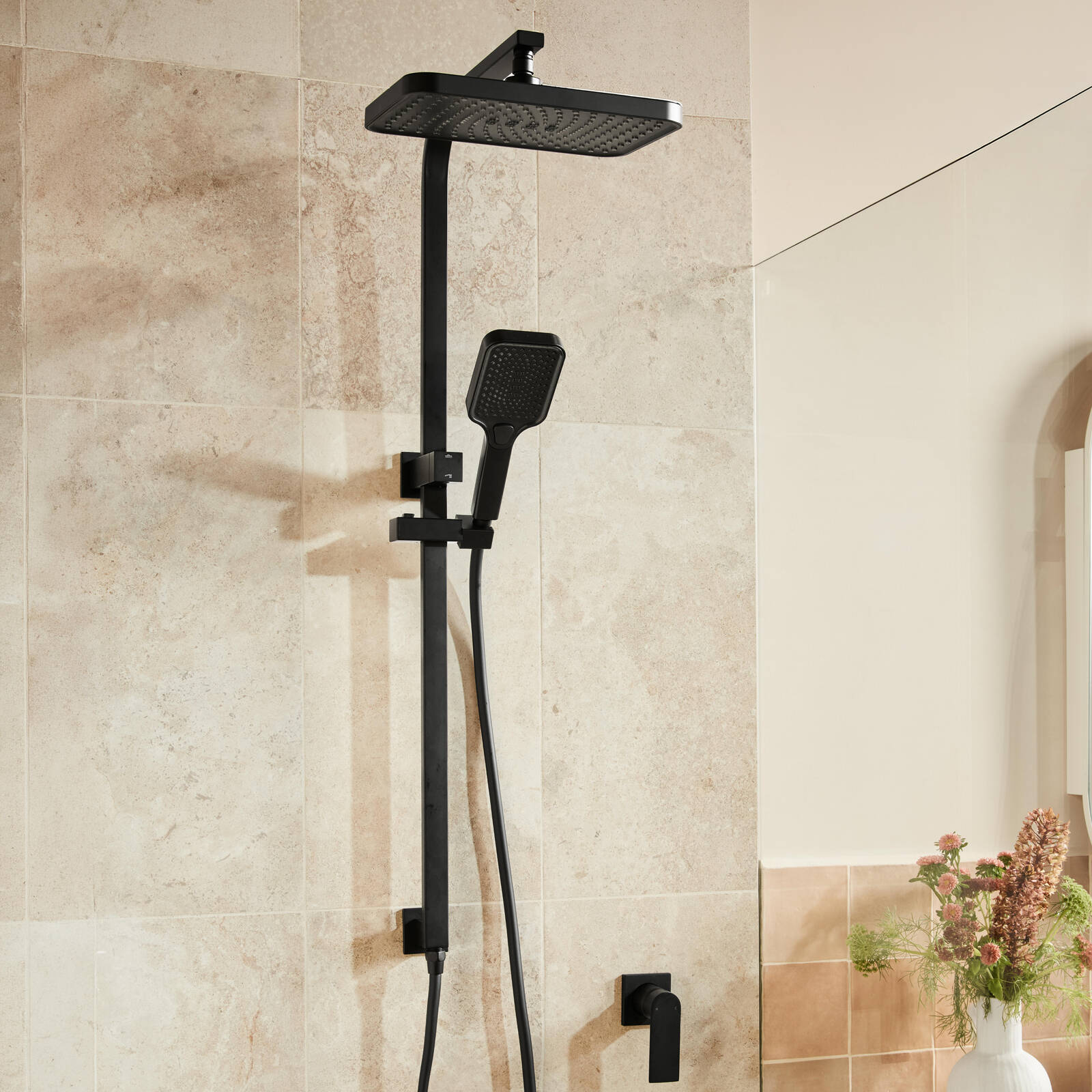 Mondella Matte Black Rococo Multifunction Twin Shower 9L/min WELS 3 Star 4 Spray