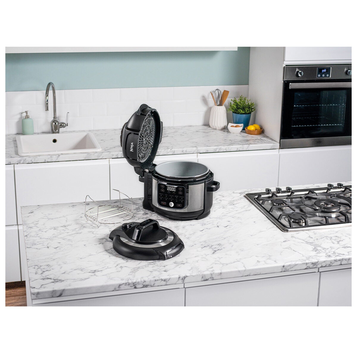 Ninja Foodi 6L Multi Cooker - 11 Functions, TenderCrisp Air Fry Lid, Pressure Cooker, Stainless Steel - OP350