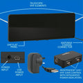 Antsig Flat Panel Indoor VHF/UHF Antenna with External Amplifier - 30dB Gain, Black Gloss AP546