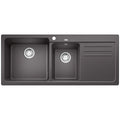 Blanco Naya 8S 1 and 3/4 bowl inset sink - Rock Grey Silgranit, right hand drainer, overflow - NAYA8SGK5