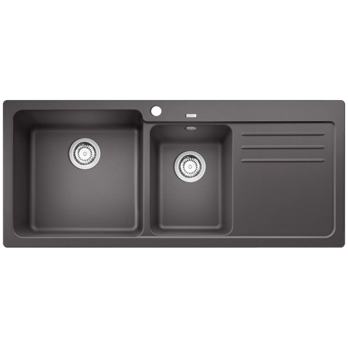 Blanco Naya 8S 1 and 3/4 bowl inset sink - Rock Grey Silgranit, right hand drainer, overflow - NAYA8SGK5
