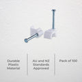Deta 13mm White Flat Cable Clips - 100 Pack - 2.5mm² - Durable Plastic - SuperSaverAU - view 2