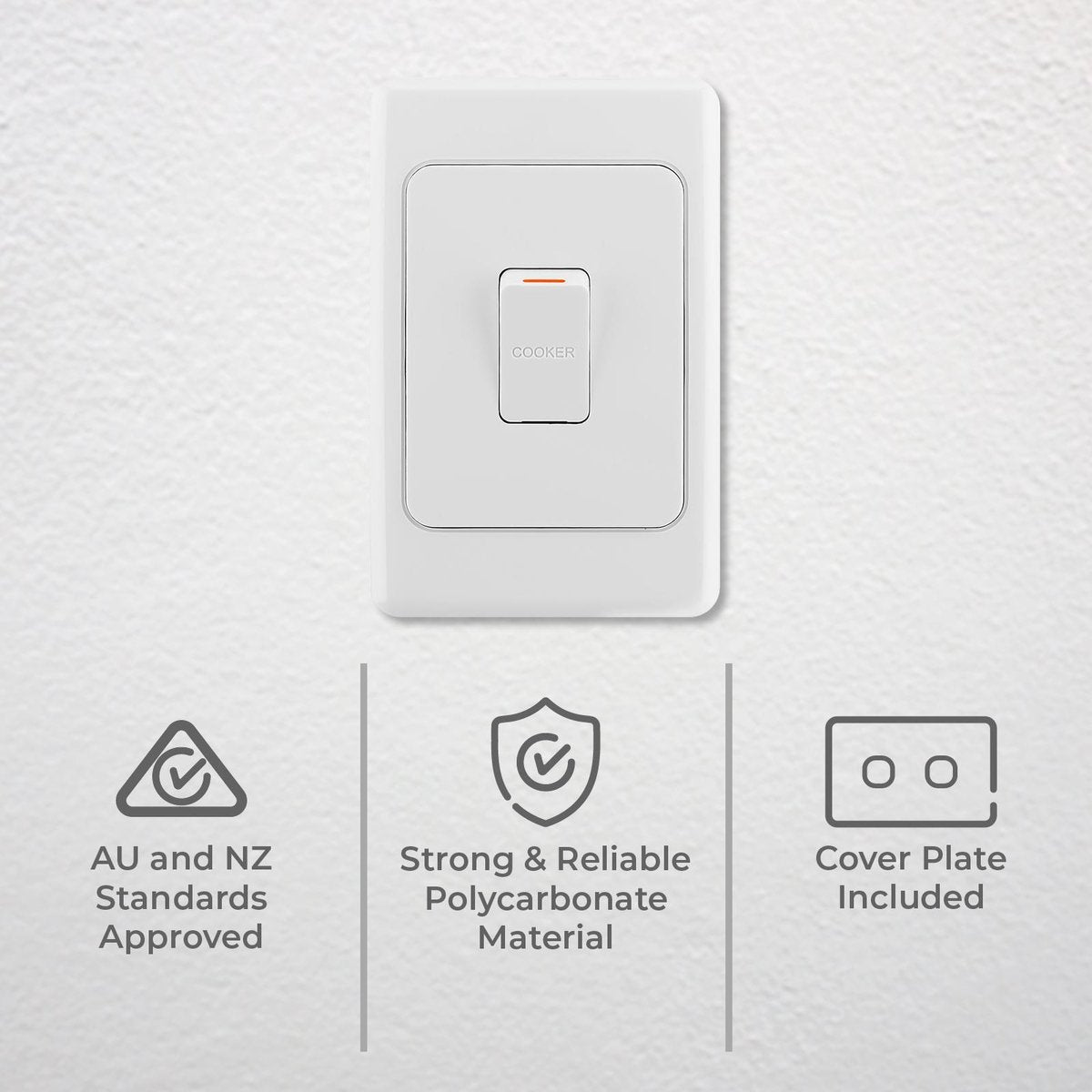 Deta Double Pole Switch - 45A - Plastic - Australian Standards Approved - SuperSaverAU - view 2