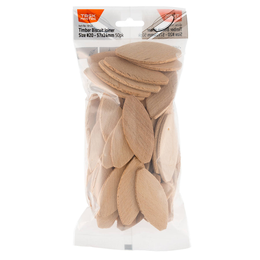Taskmaster #20 57 x 24mm Timber Biscuit Joiners - 50 Pack