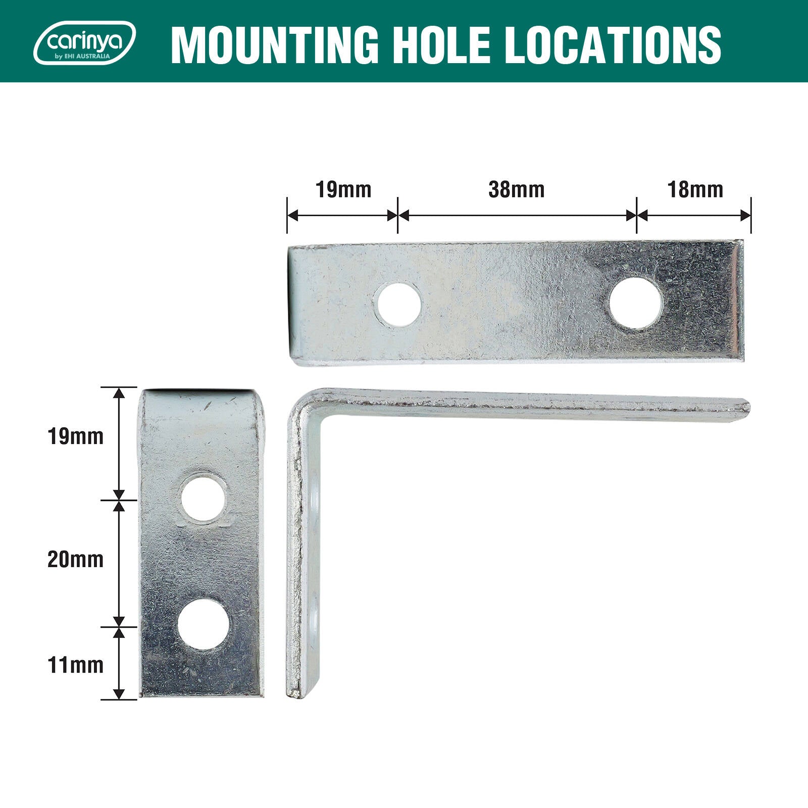 Carinya 75 x 50mm Zinc Plated Steel Angle Bracket - 45kg Capacity