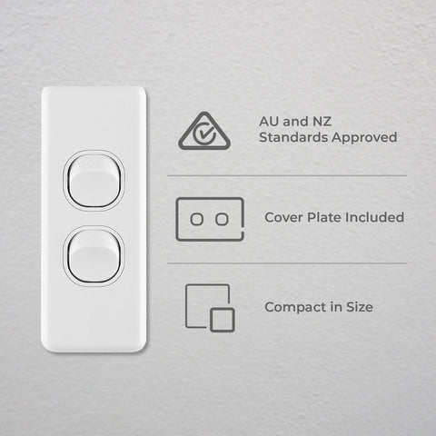 DETA X6 Double Architrave Switch 240V 10A White Polycarbonate