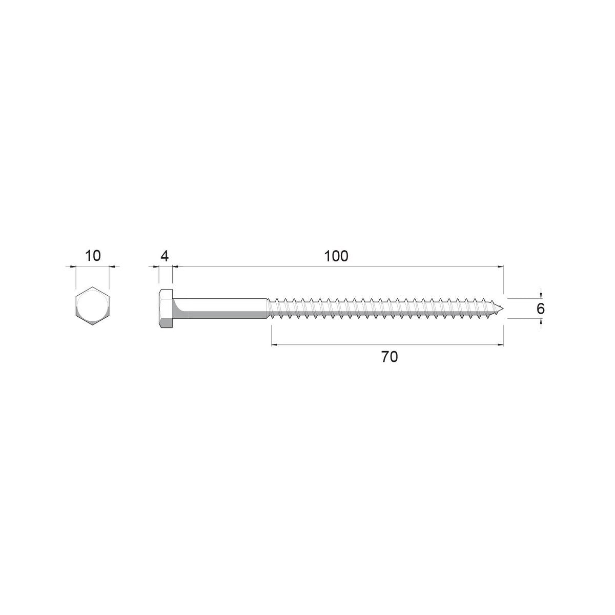 Zenith Hot Dip Galvanised Hex Head Coach Screws M6 x 100mm 25 Pack - SuperSaverAU - view 4