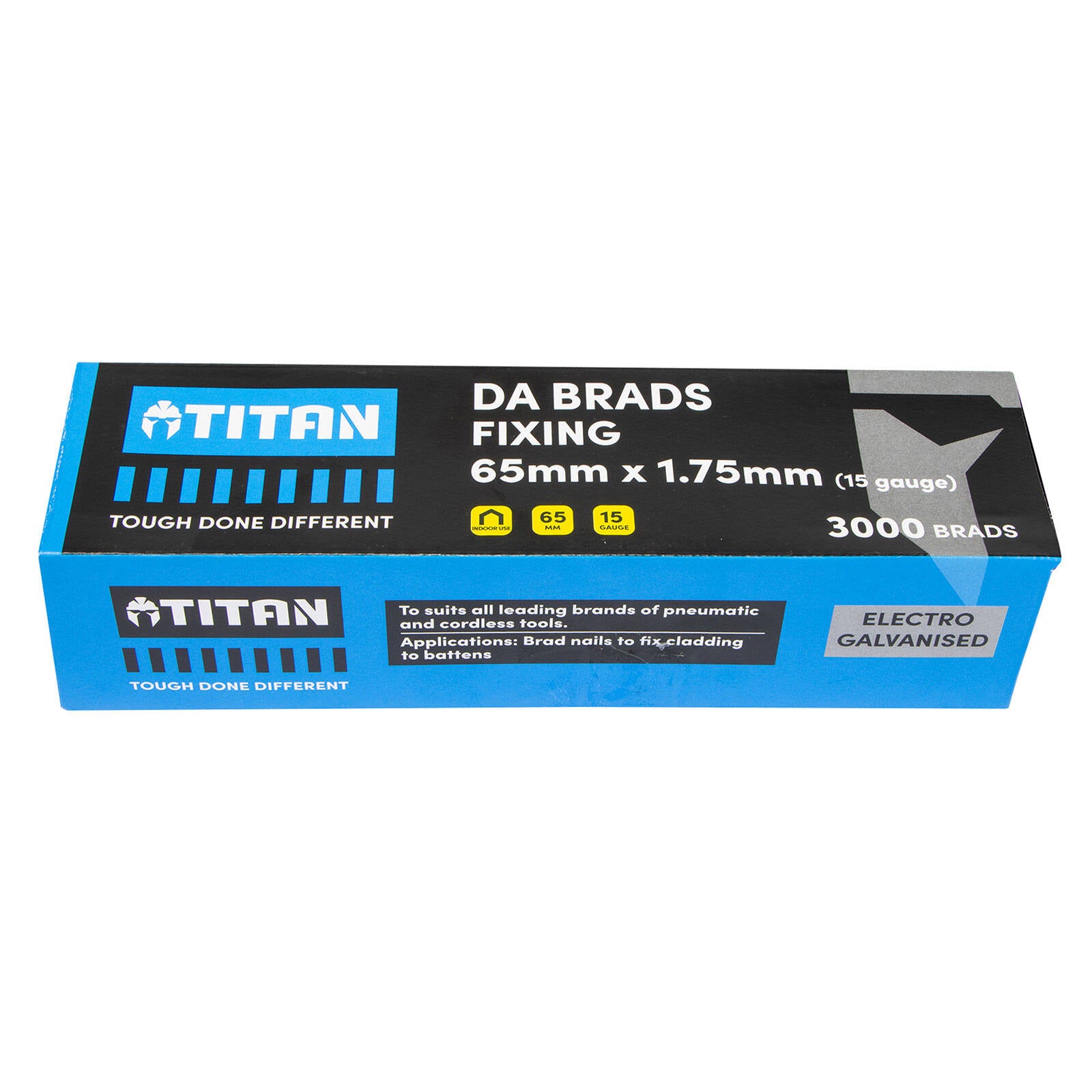 Titan 65 x 1.75mm 15 Gauge Electro Galvanised 34 Degree Angled DA Brads - 3000 Pack