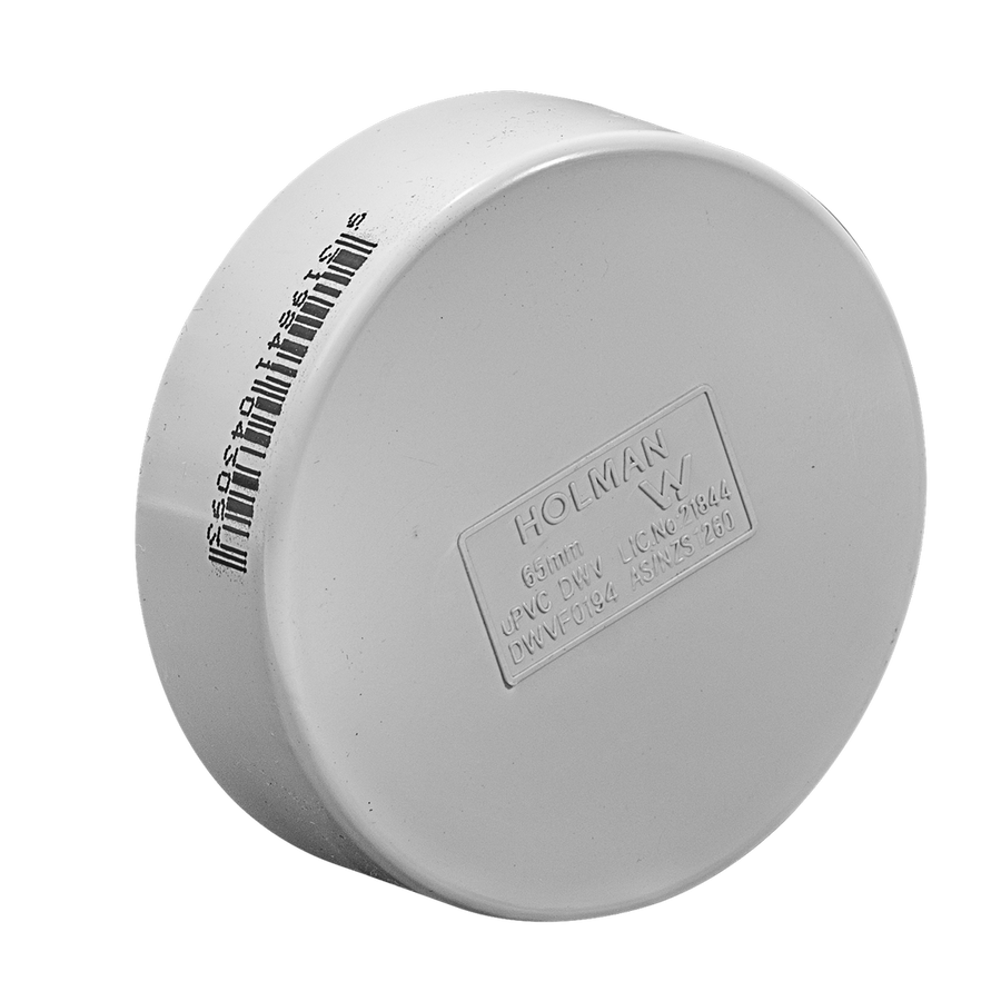 Holman 65mm PVC DWV Push On Cap - Grey - Durable - Easy to Use - SuperSaverAU - view 1