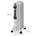 DeLonghi Radia S 1000W Electric Oil Column Heater - White - 24 Hour Timer - Anti-Frost Function - TRRS0510T
