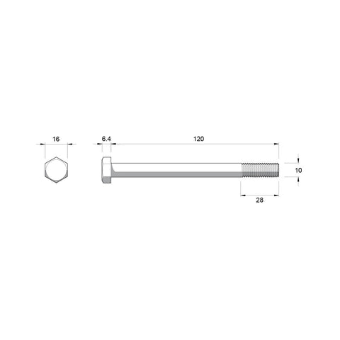 Zenith M10 x 120mm 304 Stainless Steel Hex Head Bolt and Nut
