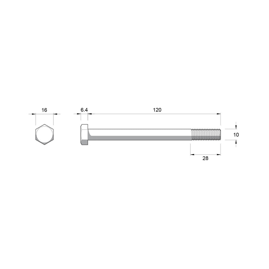 Zenith M10 x 120mm 304 Stainless Steel Hex Head Bolt and Nut