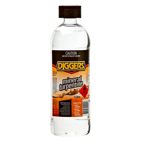 DIGGERS Mineral Turpentine 1L - Solvent Paint Thinner & Brush Cleaner