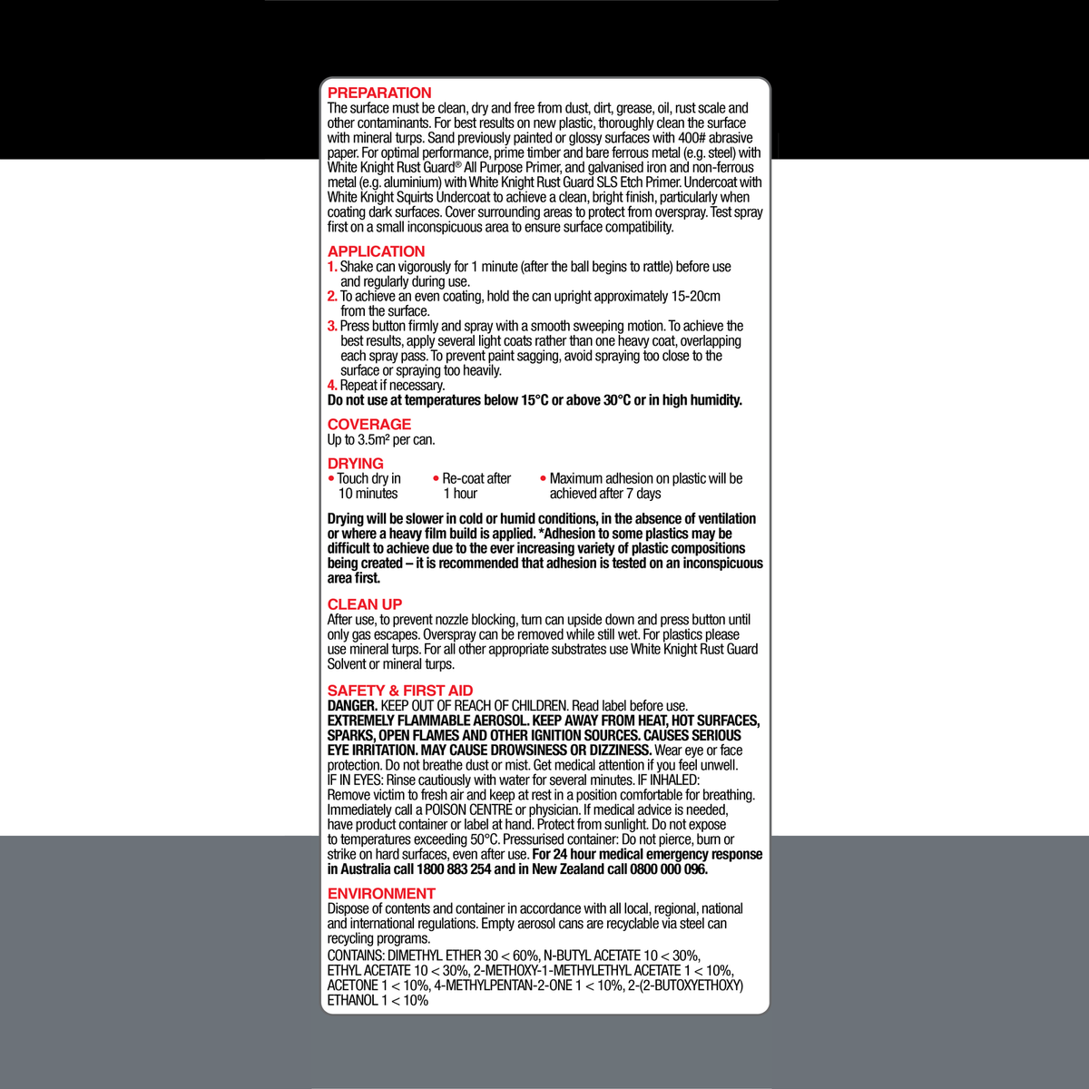 White Knight Squirts Medium Grey Gloss Spray Paint 310g Durable Finish - SuperSaverAU - view 2