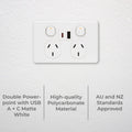 Deta Double Power Point x6 250mm White - USB A+C PD 20W Fast Charging - SuperSaverAU - view 2