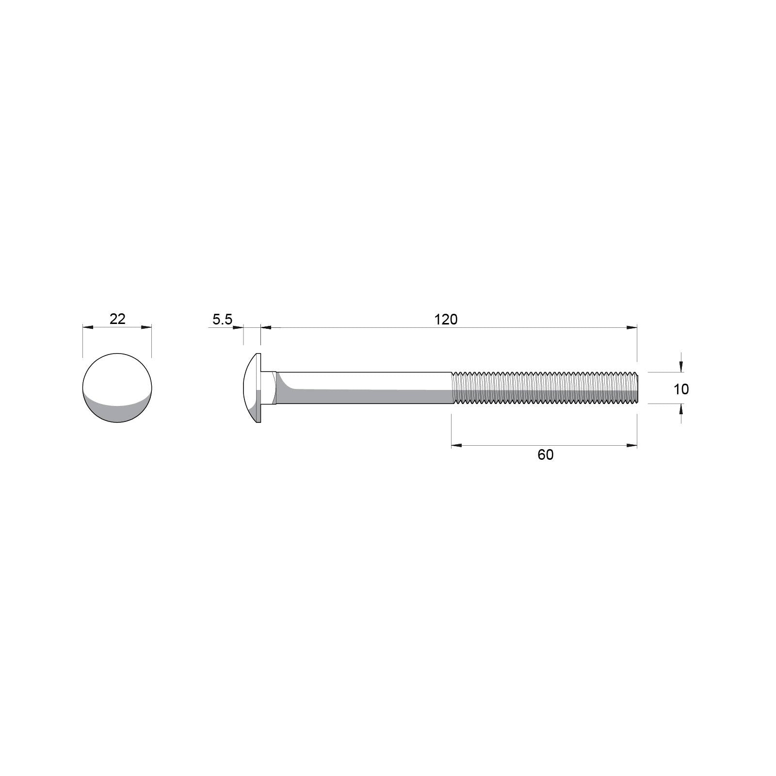 Zenith M10 x 120mm Hot Dipped Galvanised Cup Head Bolt and Nut - 4.6 Grade Steel, Each