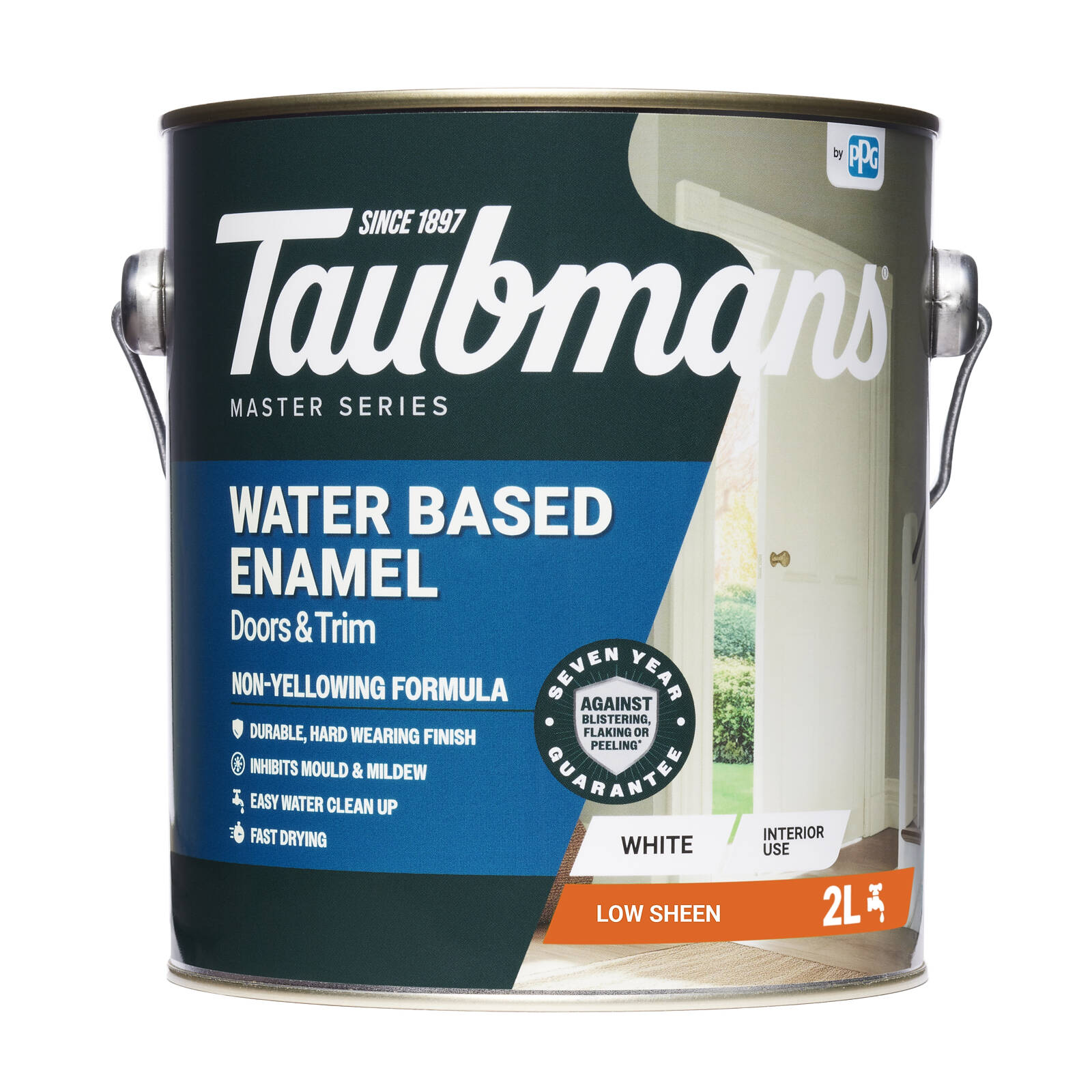 Taubmans 2L White Low Sheen Water Based Enamel Paint