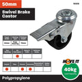 Move It Hole Swivel Castor - 50mm - Steel - Brake - SuperSaverAU - view 3