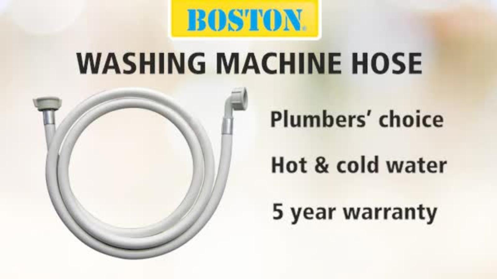 BOSTON 2m Double Ended Washing Machine and Dishwasher Inlet Hose White PVC Braided