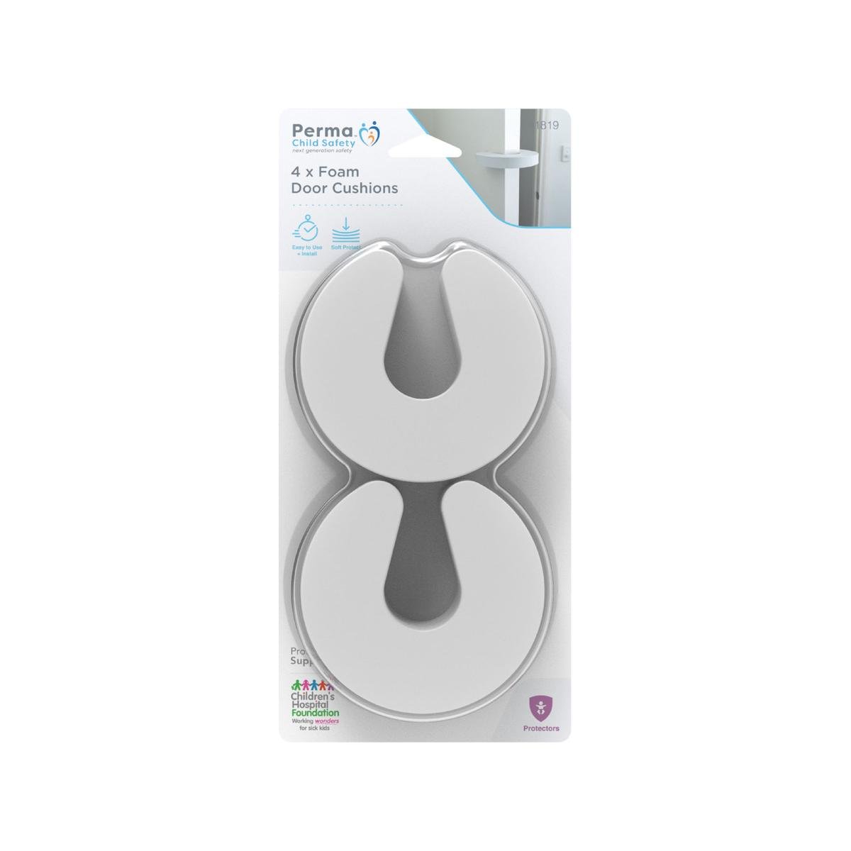 Perma Child Safety Foam Door Cushions - 90mm x 15mm x 90mm - Foam - Easy Install - 4 Pack - SuperSaverAU - view 1