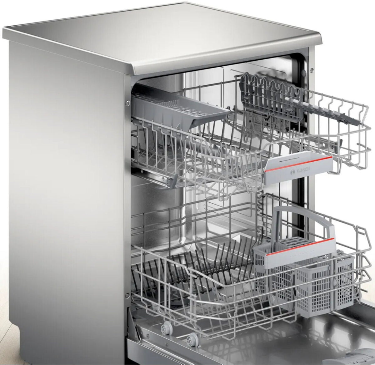 Bosch Series 6 60cm Freestanding Dishwasher - 14 Place Settings, Stainless Steel, Home Connect - SMS6HAI02A