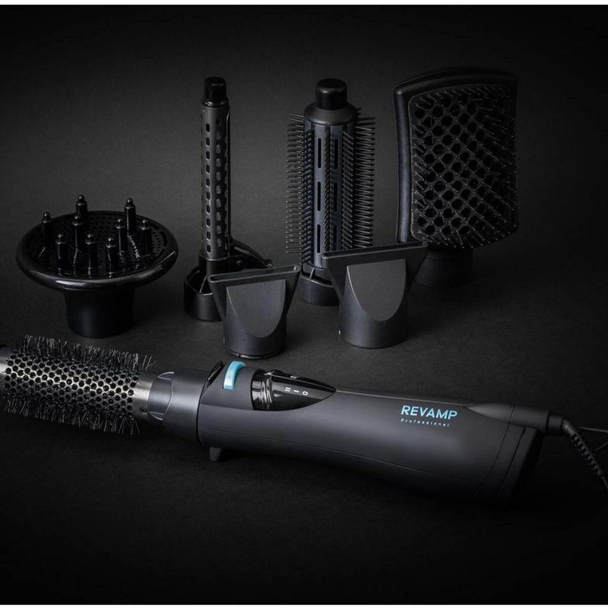 HoMedics Revamp Progloss Airstyle 6-in-1 hot air styling brush - black, 1200W, ionic jet - DR-1250-AU