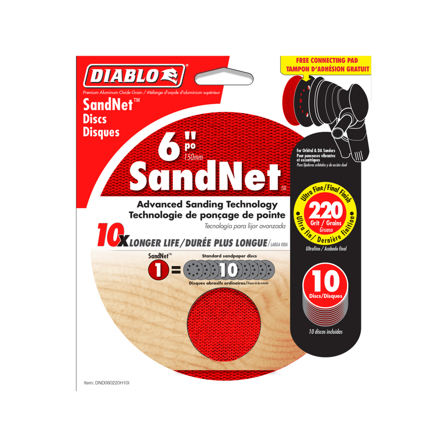 Diablo Orbital SandNet Discs - 150mm - Aluminium Oxide - 220 Grit - 10 Pack - SuperSaverAU - view 1