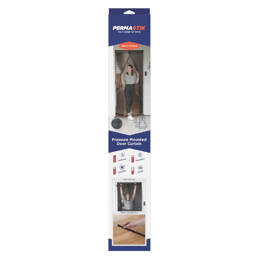 Permastik Pressure Mounted Door Curtain 2.04m x 1m Fibreglass Insect Screen - SuperSaverAU - view 1