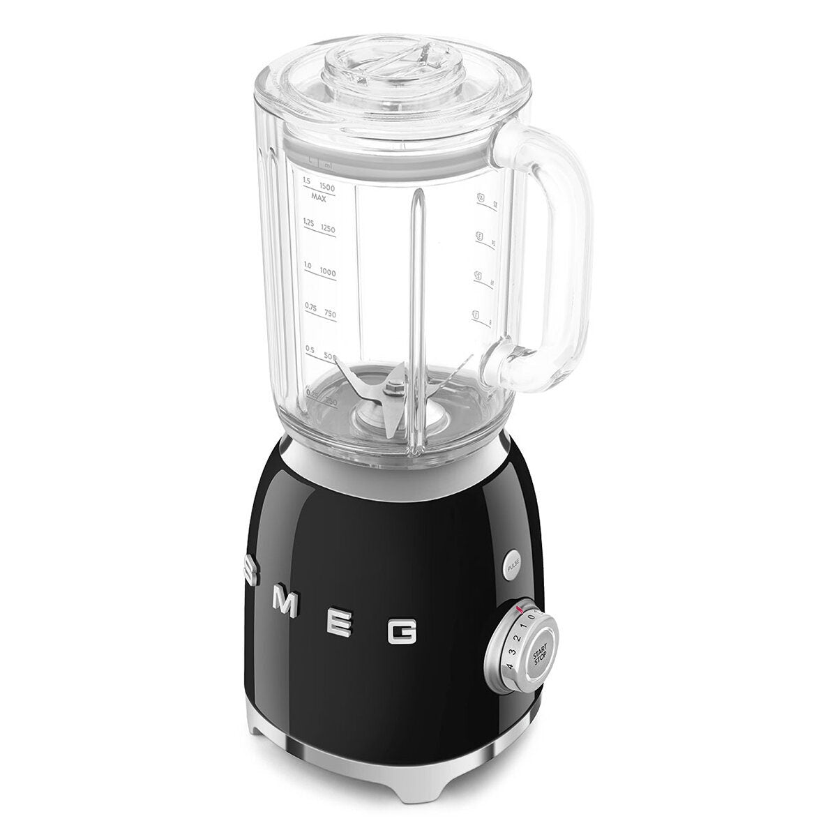 Smeg 50s Style Retro Bench Blender 1.5L - 800W Smooth Start Motor, 4 Preset Programs, Black - BLF03BLAU