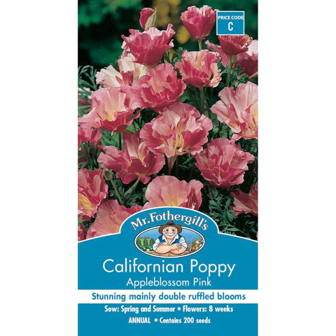 Mr Fothergill S Californian Poppy Appleblossom Pink Seeds - 75mm - Seeds - Quick To Grow - SuperSaverAU - view 1