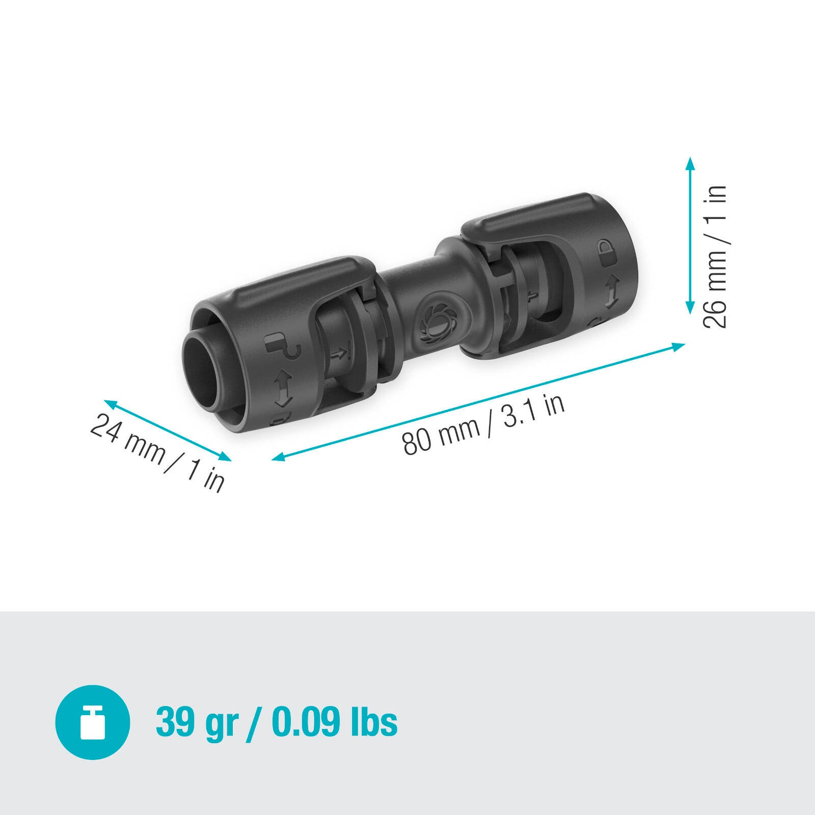 GARDENA 13mm Micro Irrigation Connector 3 Pack Black High-Impact Plastic