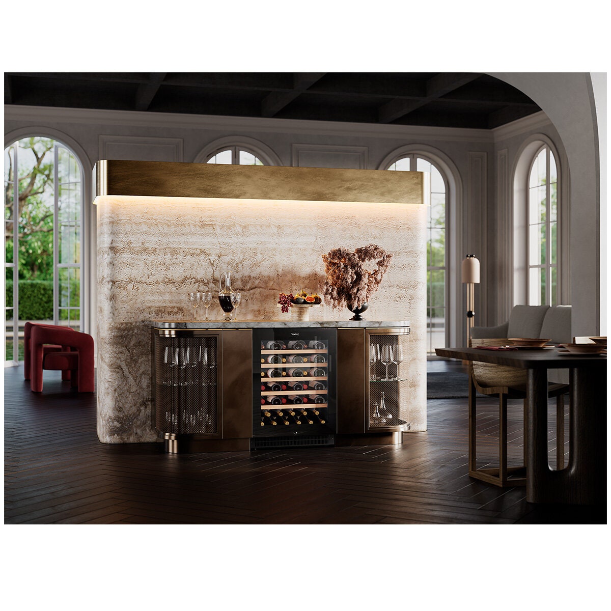 Vintec 41 Bottle Single Zone Wine Fridge - UV-Resistant Glass Door, Inverter Compressor - VWS820SCB-X