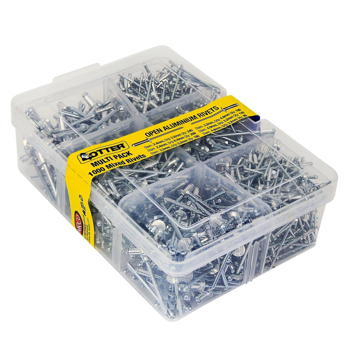 Otter Open Aluminium Rivet Combo 1000 Pack - 120mm x 178mm x 57mm - SuperSaverAU - view 1