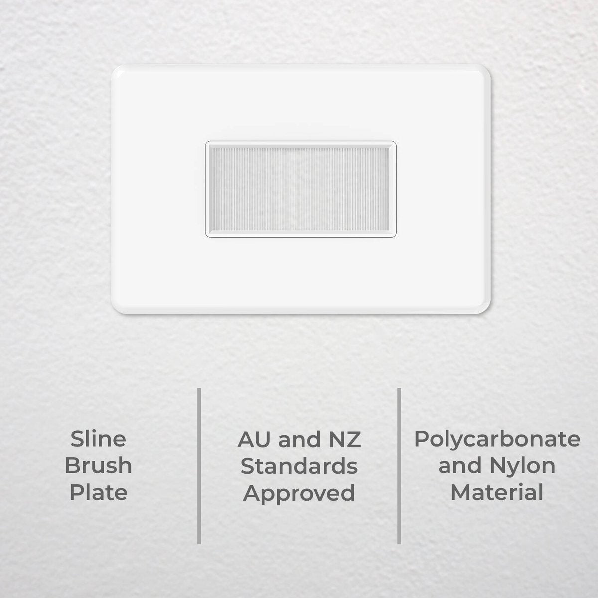 Deta S Line Brush Plate - 75mm x 4.3mm - White - Low Profile Cable Management - SuperSaverAU - view 2