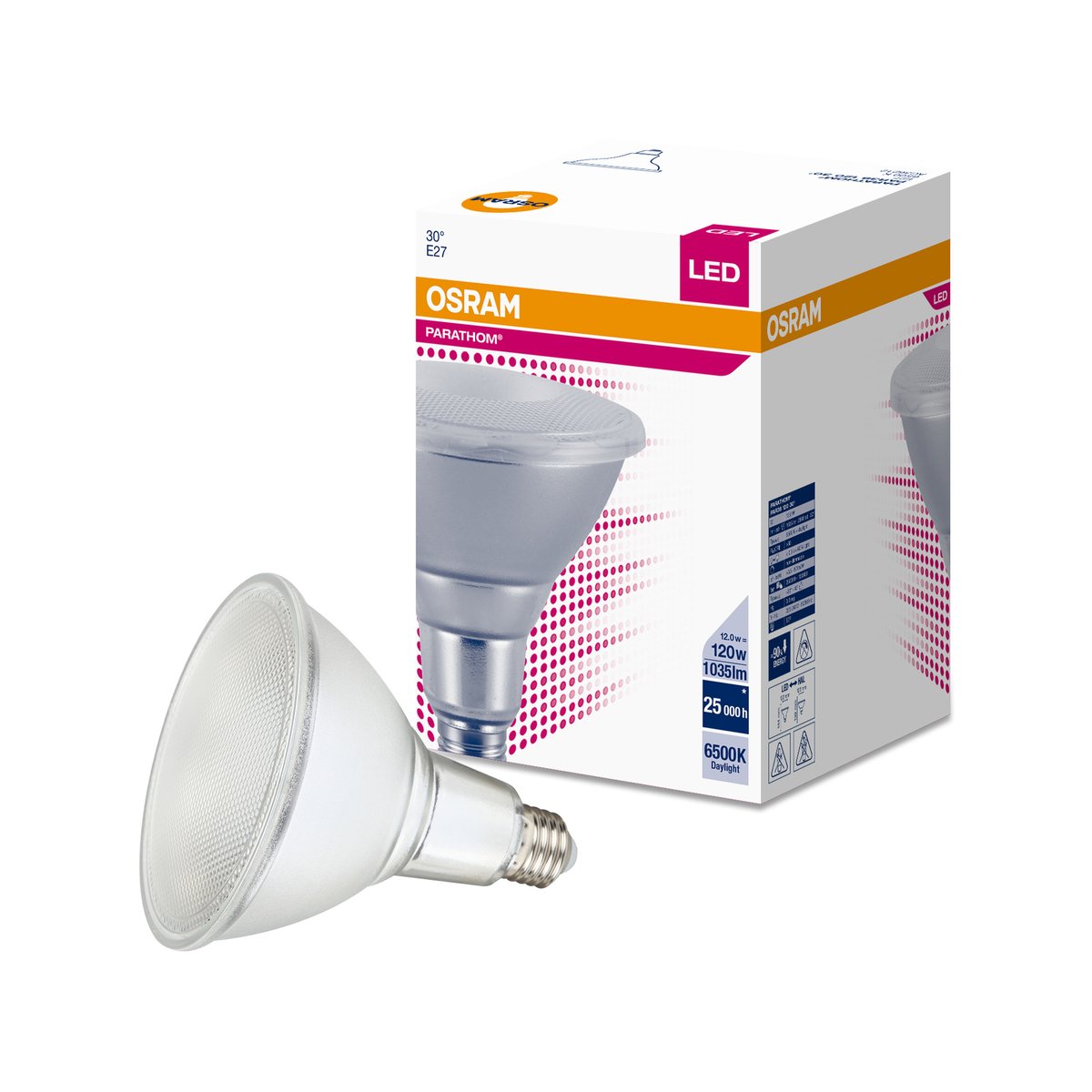Osram 13W LED PAR38 Light Globe - 1200lm - E27 - IP65 - 6000K Daylight - SuperSaverAU - view 1
