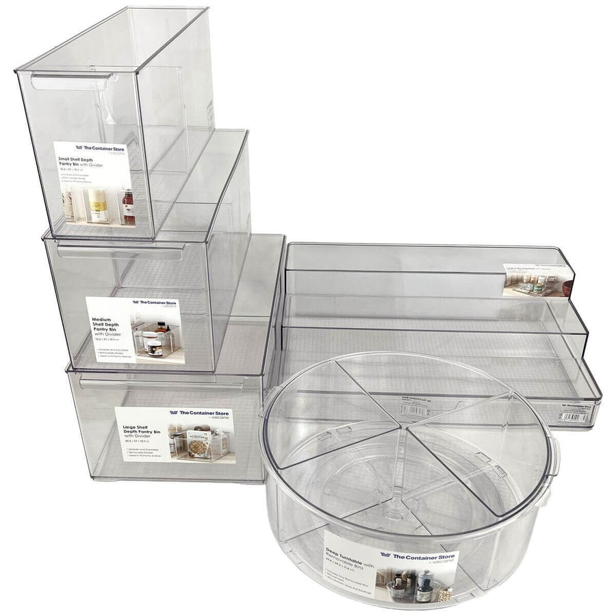 The Container Store 5 piece pantry pack 2 - Divided bins, 3-tier organiser and turntable - VTCS-PANTRY-P2