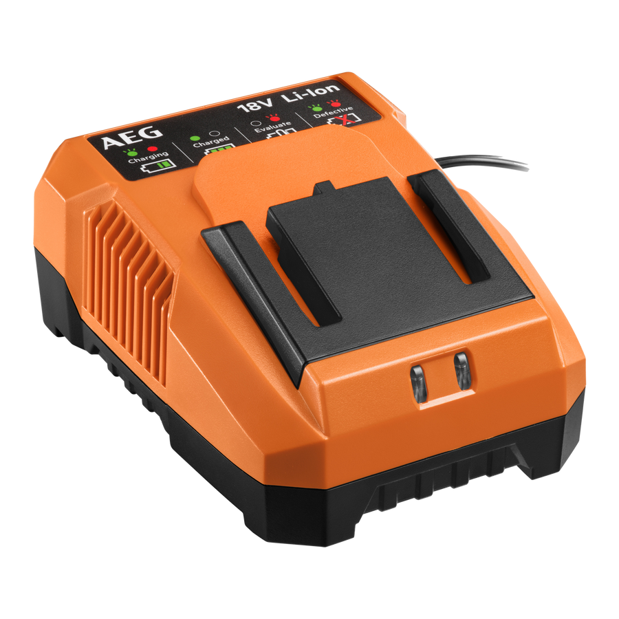 AEG 18V Battery Charger, Orange/Black, LED Display, Wall Mountable A18SPC30