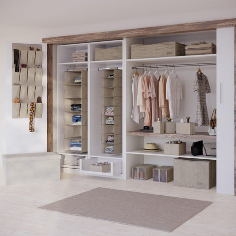 Flexi Storage Wardrobe 440 x 1120mm Ash 16 Pocket Hanging Organiser