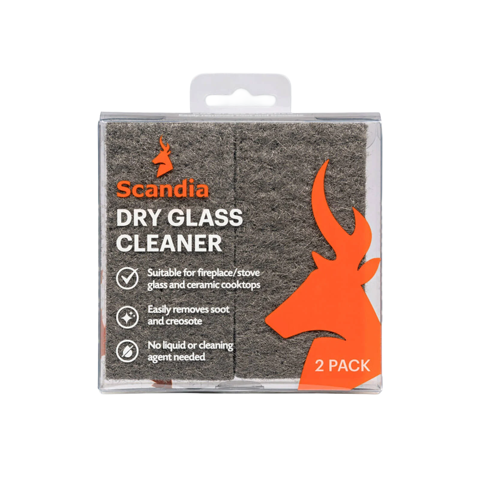 Scandia Dry Glass Cleaner 110mm Stainless Steel Wool for Fireplace Glass
