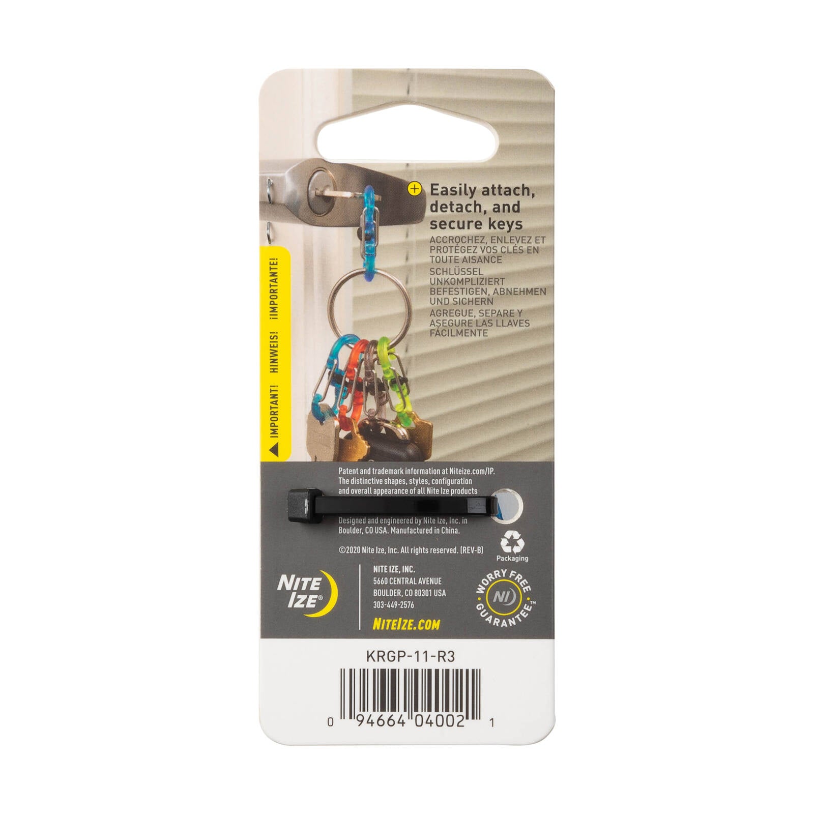 Nite Ize S-Biner Locker Key Ring, 62 x 42mm, Stainless Steel with MicroLocks